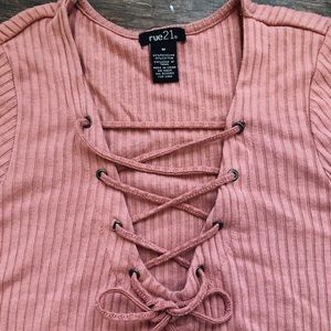 Light pink tie up bodysuit